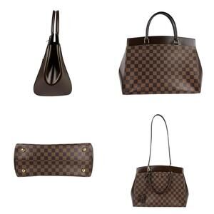 Louis Vuitton Ebene Shoulder Canvas Damier Ebene Bag Rivoli Brown Brown Leather